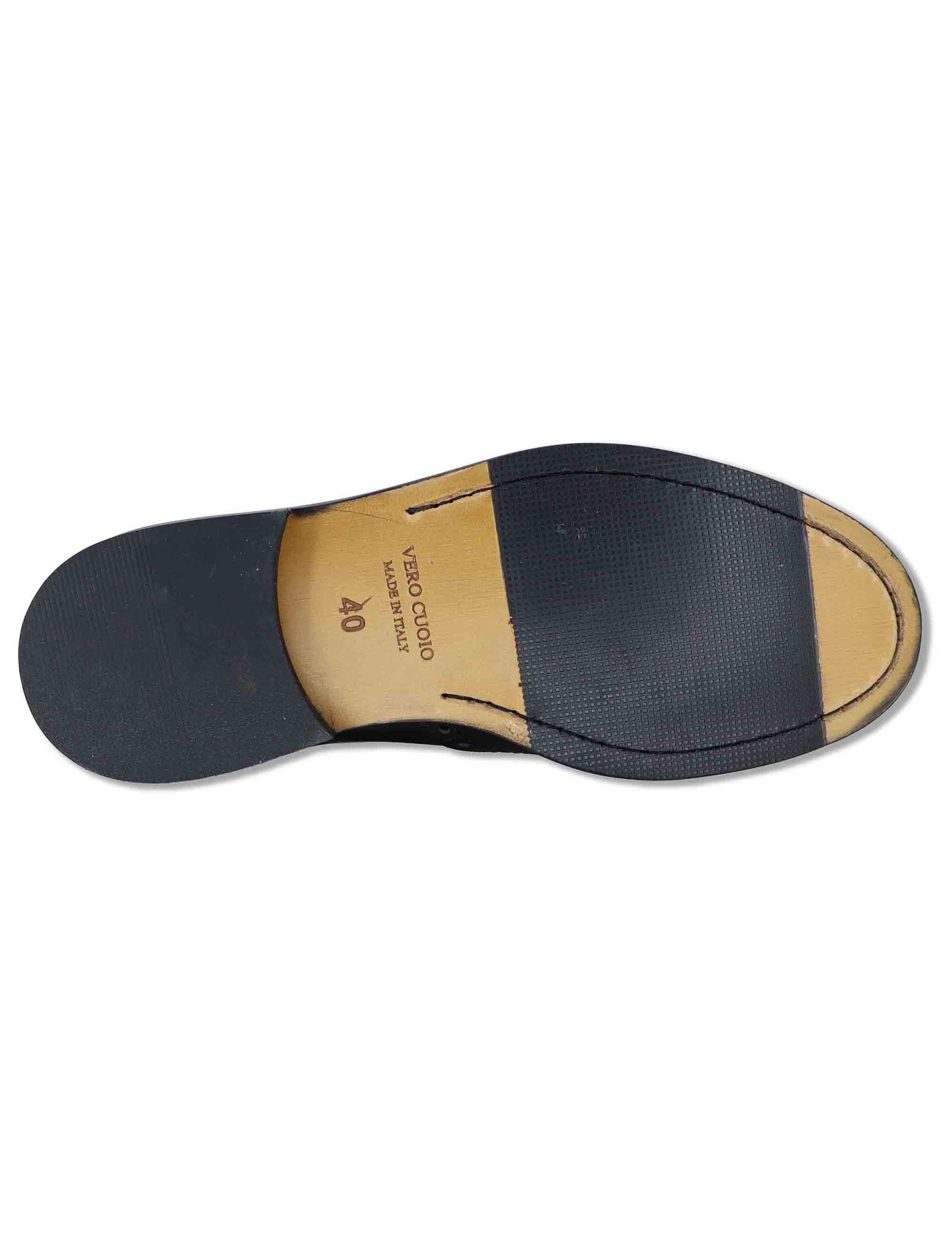 Stringate uomo in pelle nera con impunture all'inglese e suola in cuoio SPDU608 001 Spatarella 