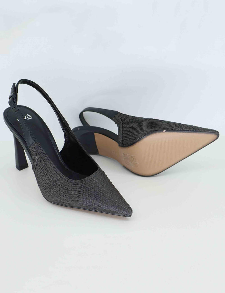 Slingback donna in rafia nera con tacco alto U47009005H23 908 Exe 