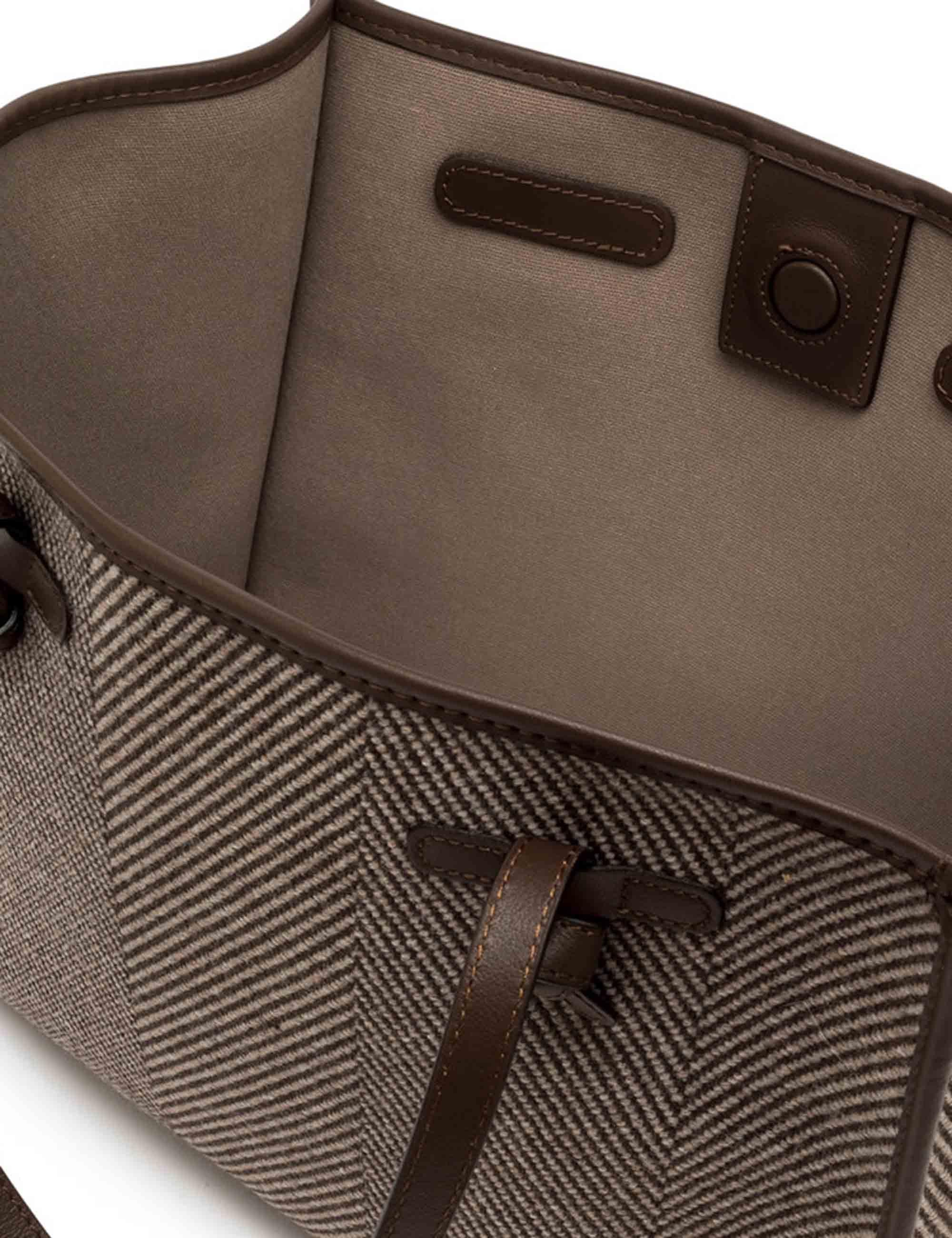 Borse donna Marcella in tessuto lana spigato marrone con doppi manici BS6850 SPIGA DAINO Marcella Club 