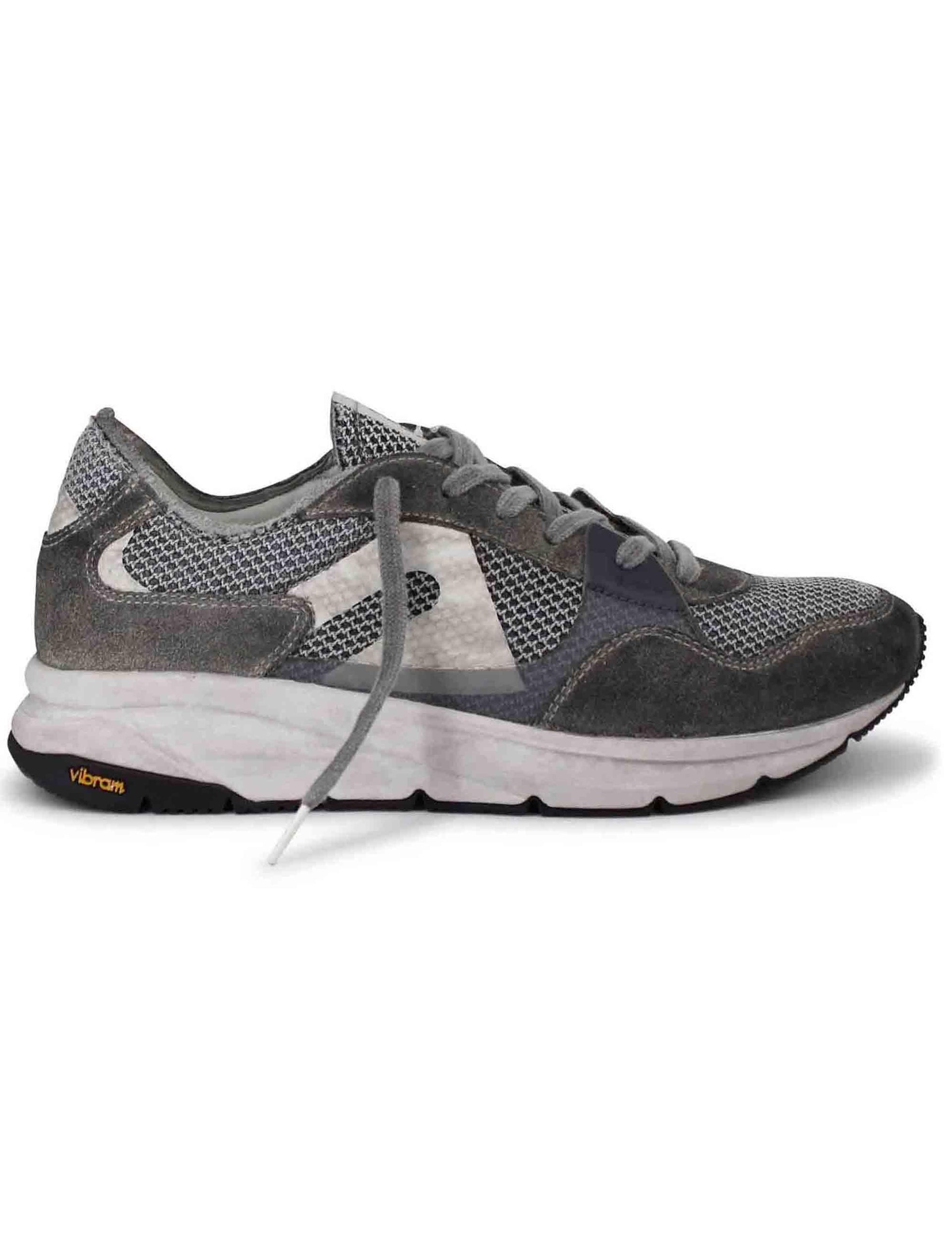 Sneakers uomo in tessuto tecnico grigio con camoscio in tinta e suola vibram 11011 315B Atala 