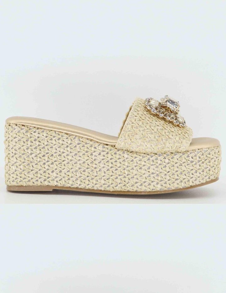 Sandali donna in rafia naturale con gioiello U439W06374A0 230106-3 Exe 