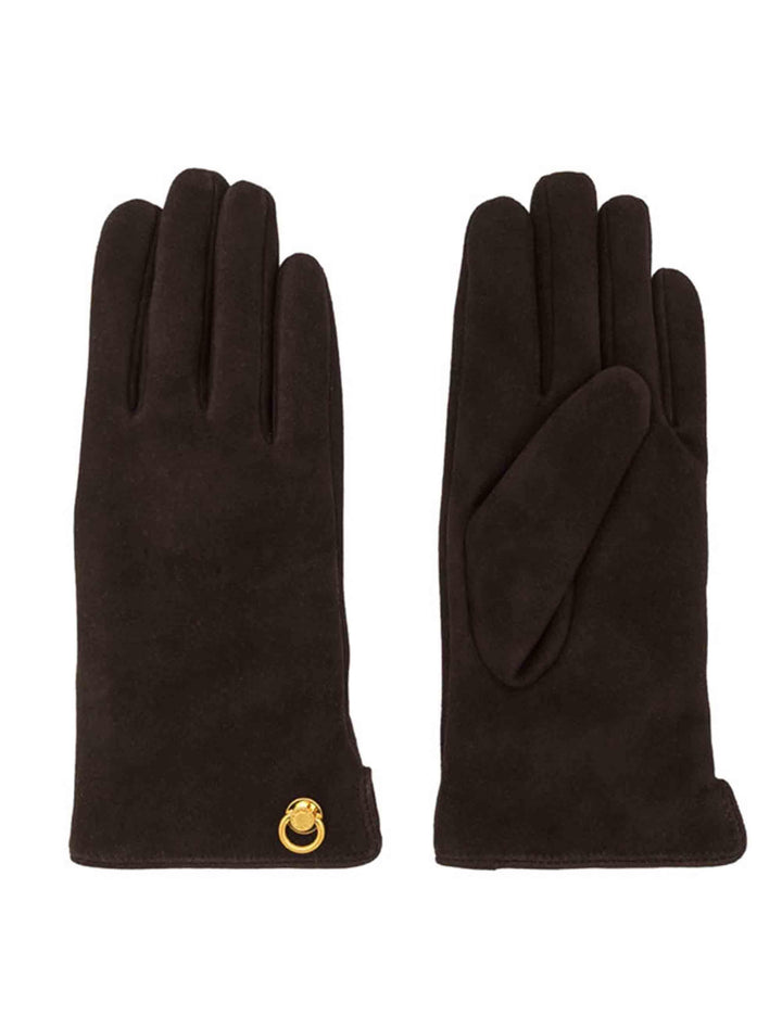 Guanti donna in camoscio marrone con borchia oro GN11128 CM MOKA Gianni Chiarini 
