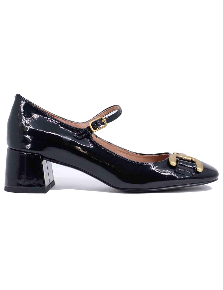 Decollete donna Noa in vernice nera con morsetto oro 575Z20VK 03 Bibi Lou 
