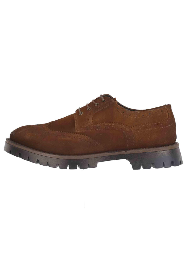 Stringate da uomo in camoscio cuoio con impunture all'inglese e suola carrarmato SP1268 034 Spatarella 