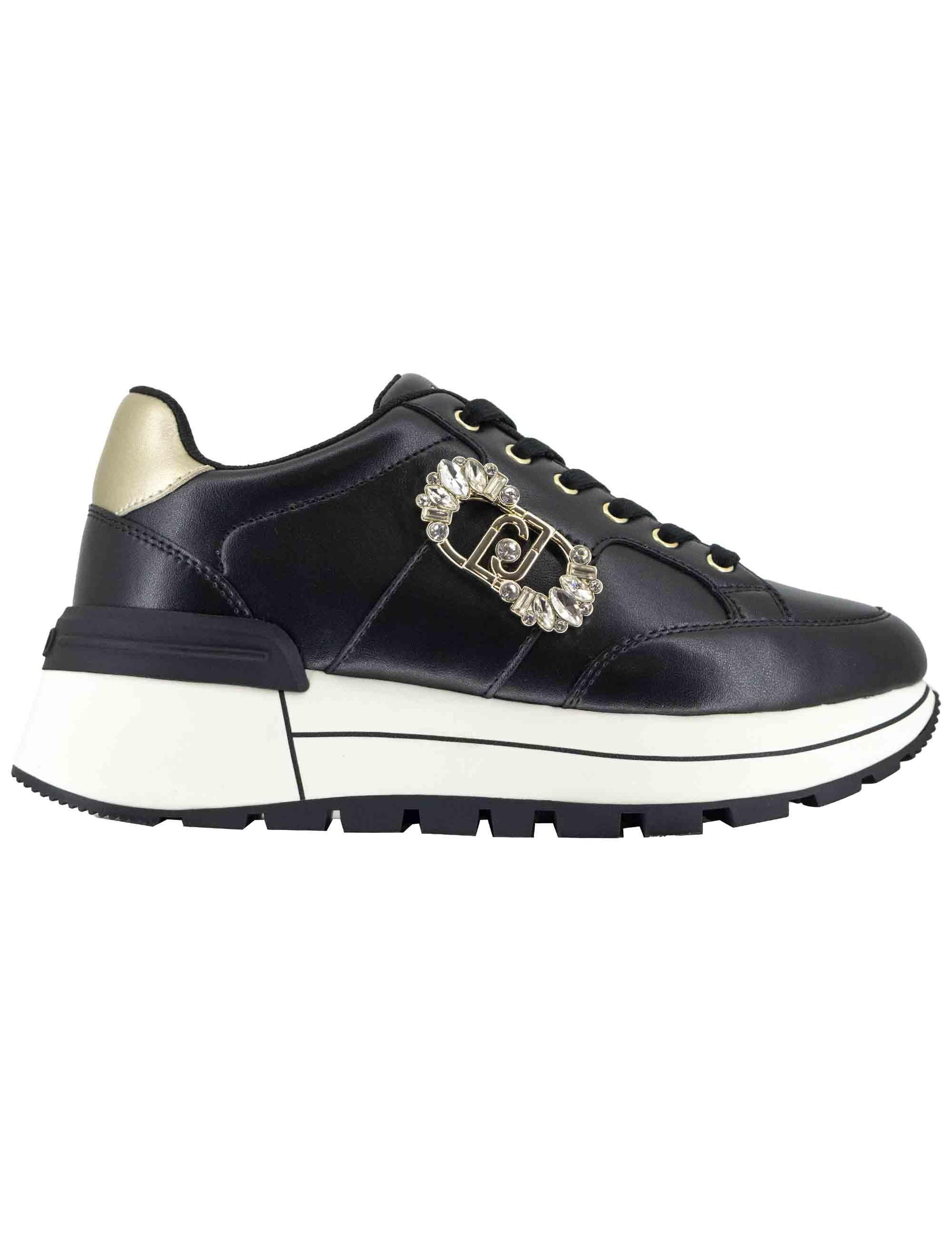 Sneakers donna Amazing 41 in pelle nera con suola in gomma alta BF5043PX026S1189 Black Liu-Jo 