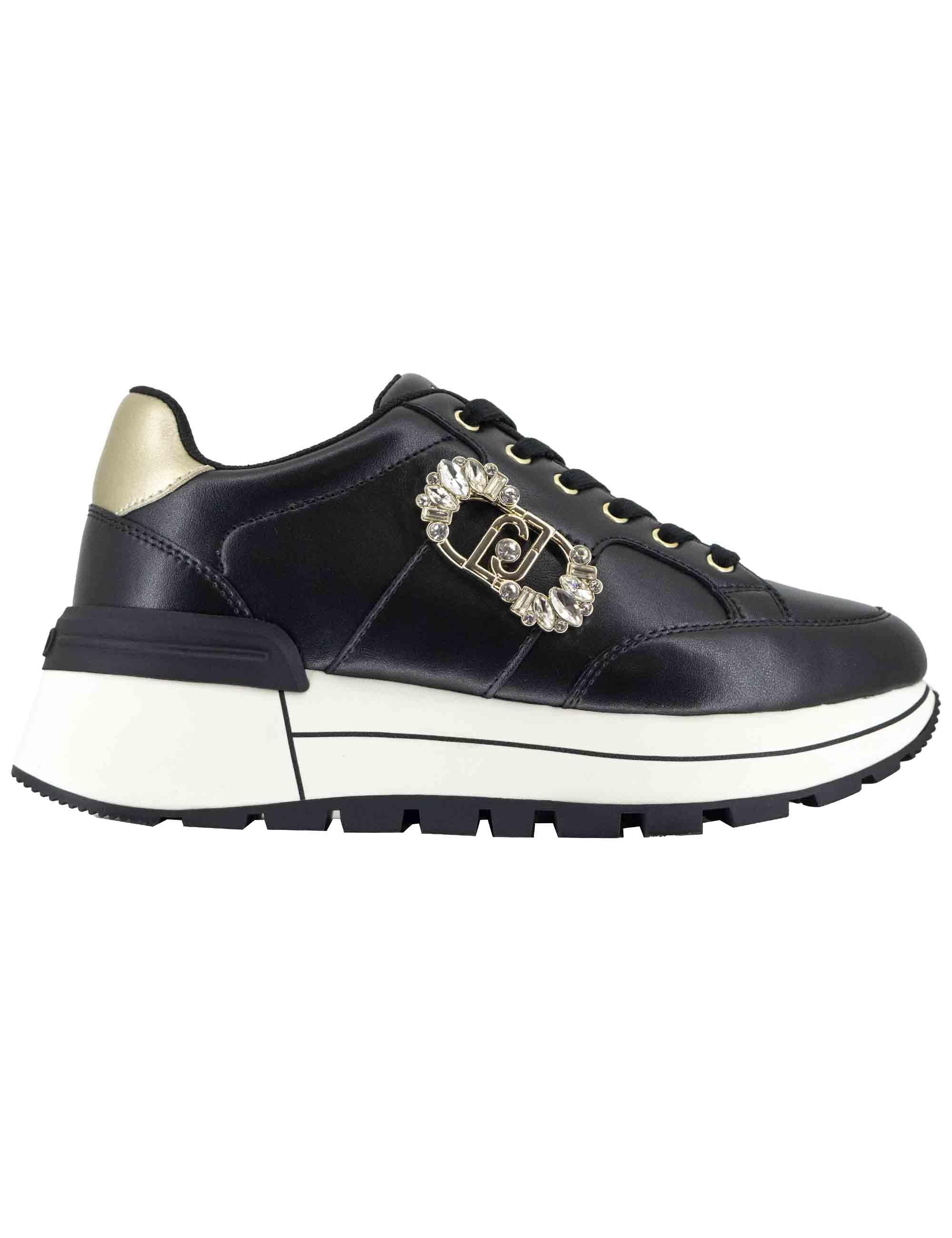 Sneakers donna Amazing 41 in pelle nera con suola in gomma alta BF5043PX026S1189 Black Liu-Jo 