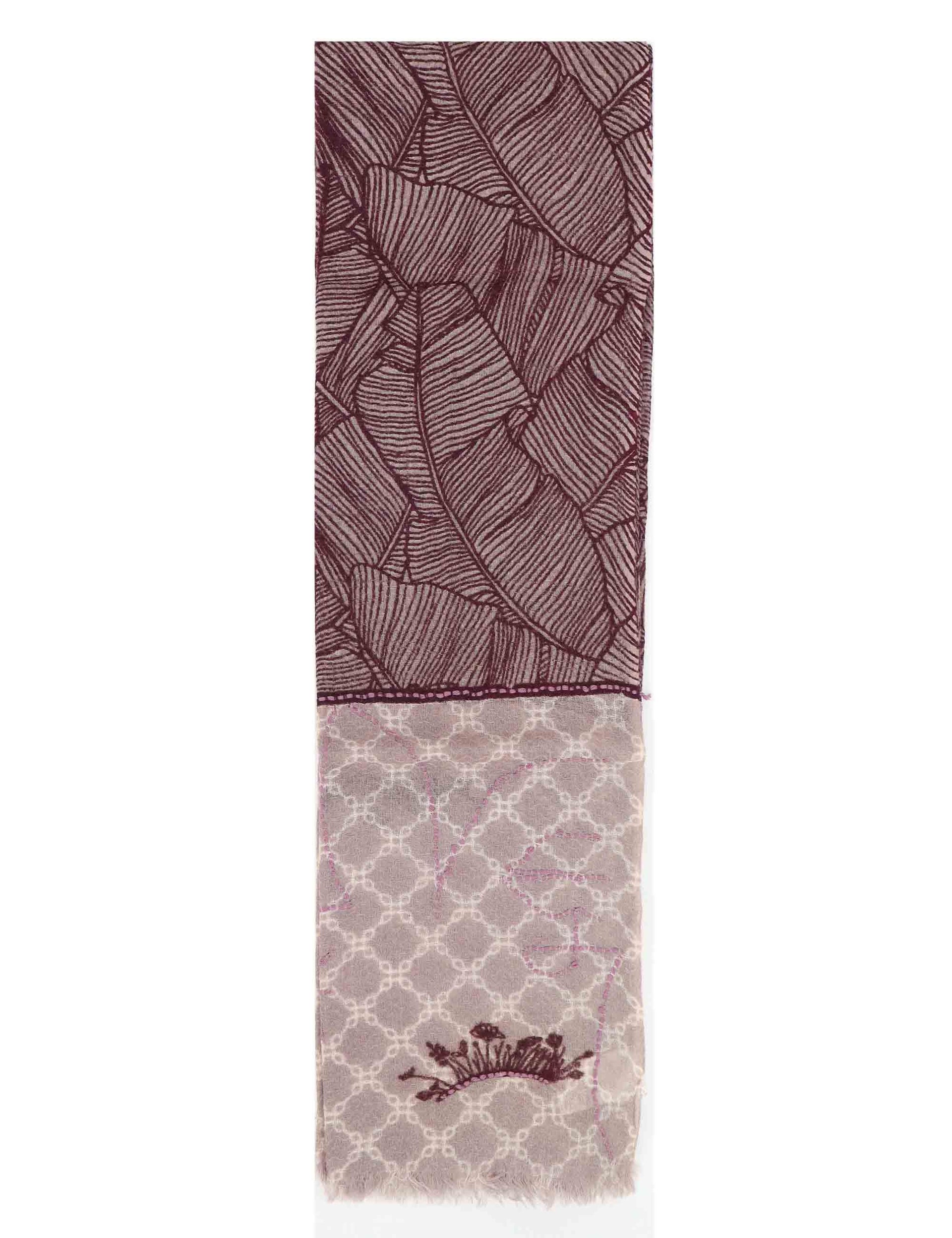 Sciarpe donna in lana bordeaux con ricami 61260018 0017 Pyaar 