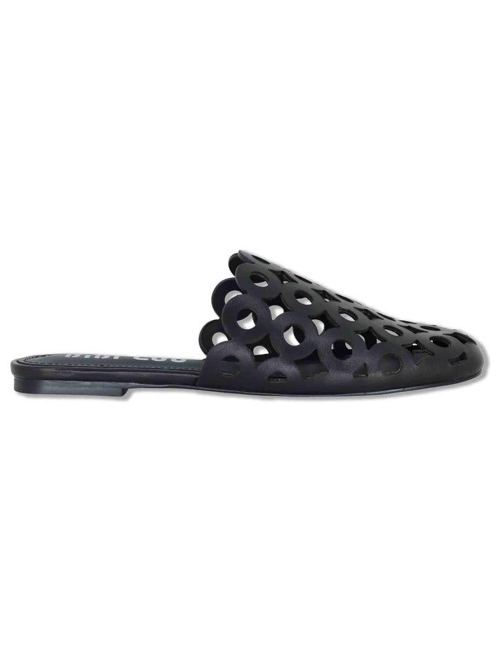 Sabot donna in pelle nera forata tacco basso Oribu 629Z10VK 03-NEGRO Bibi Lou 