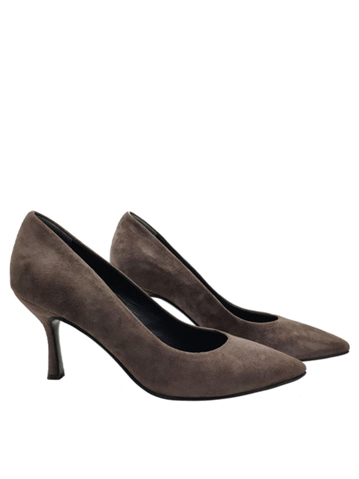 Calzature Donna Décolleté in Camoscio Fango con Tacco Alto 7040CLO FANGO Spatarella 