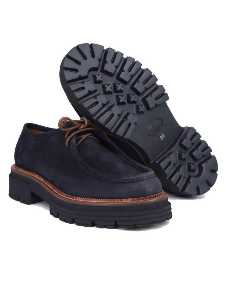 Stringate donna in camoscio vintage blu suola in gomma SP3225 002 Spatarella 