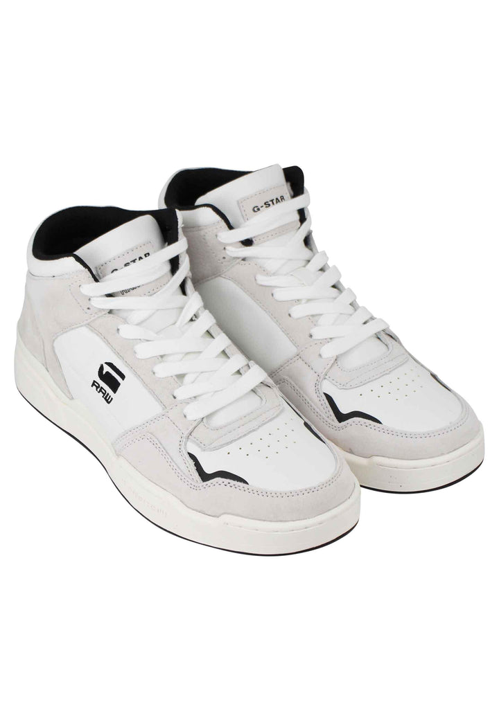 Sneakers a stivaletto uomo Attacc Mid in pelle bianca con riporti neri 2212 040711 1000 G-Star Raw 