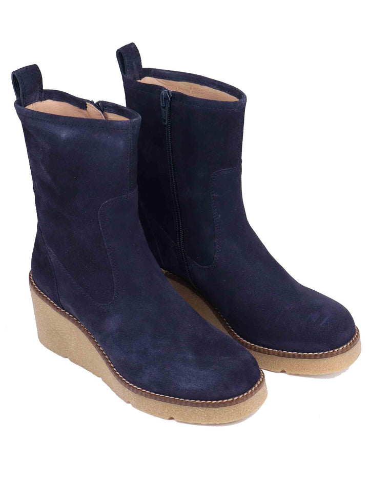 Stivaletti donna in camoscio blu con zeppa MISS BS NAVY_24 Unisa 