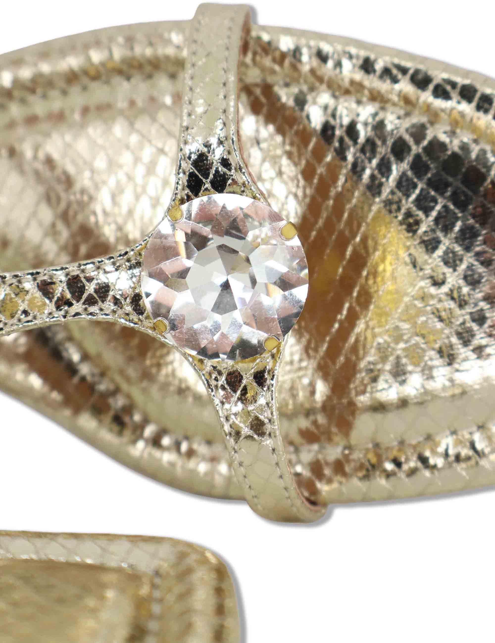 Sandali flat donna in pelle oro con borchie e cinturini alla schiava Robin 952Z80HG 04-ORO Bibi Lou 