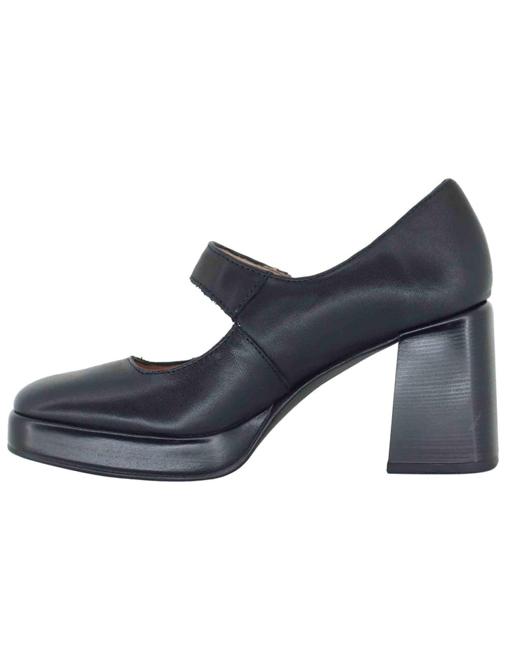 Decollete donna in pelle nera con cinturino e tacco alto HI254305 C004 Hispanitas 