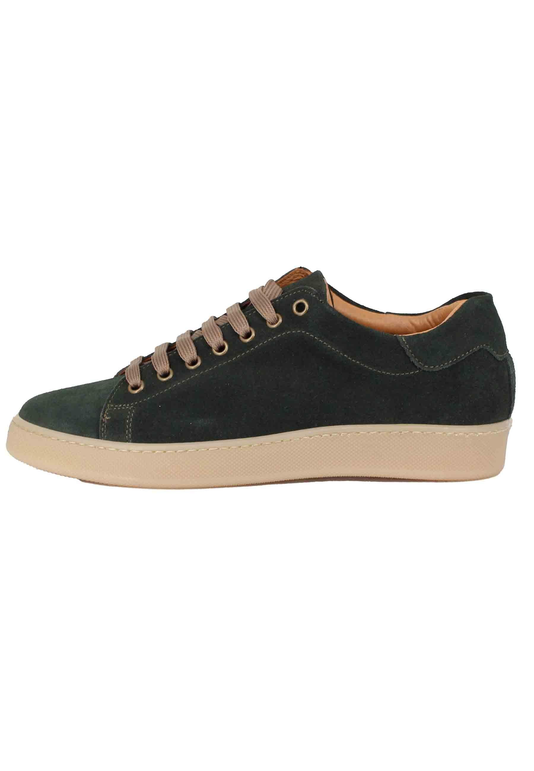 Sneakers uomo in camoscio verde con fondo in gomma 2011 025 Spatarella 