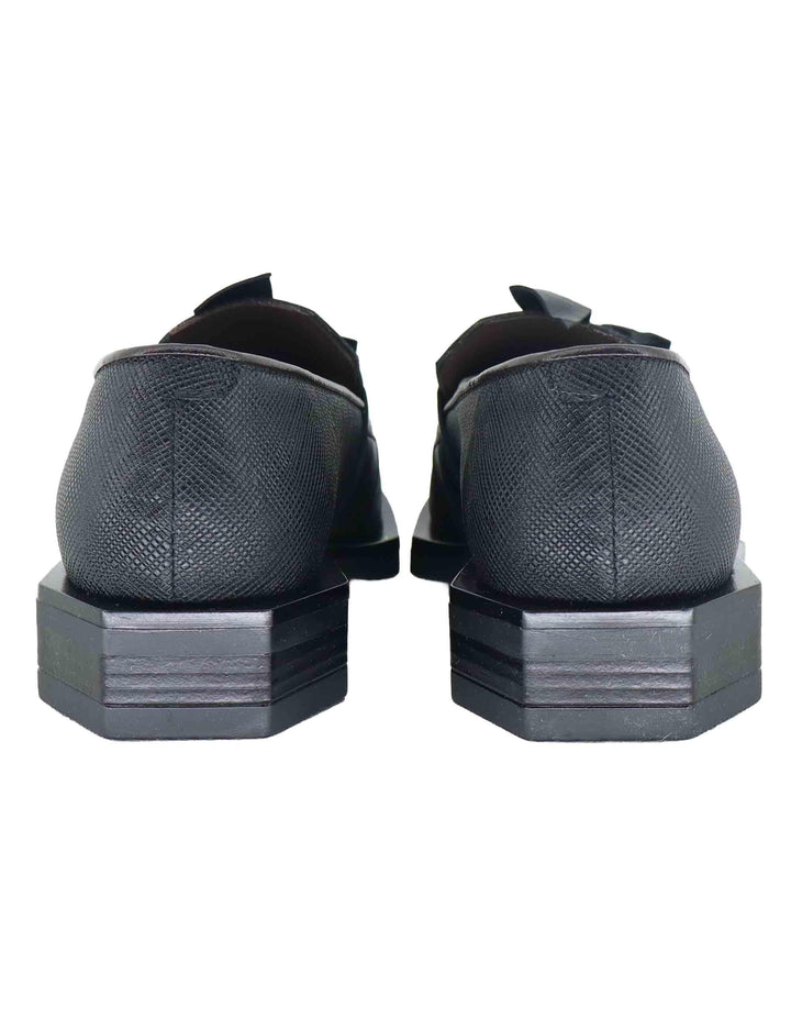 Mocassini donna in pelle nera tacco basso G23 2 Le Bohemien 