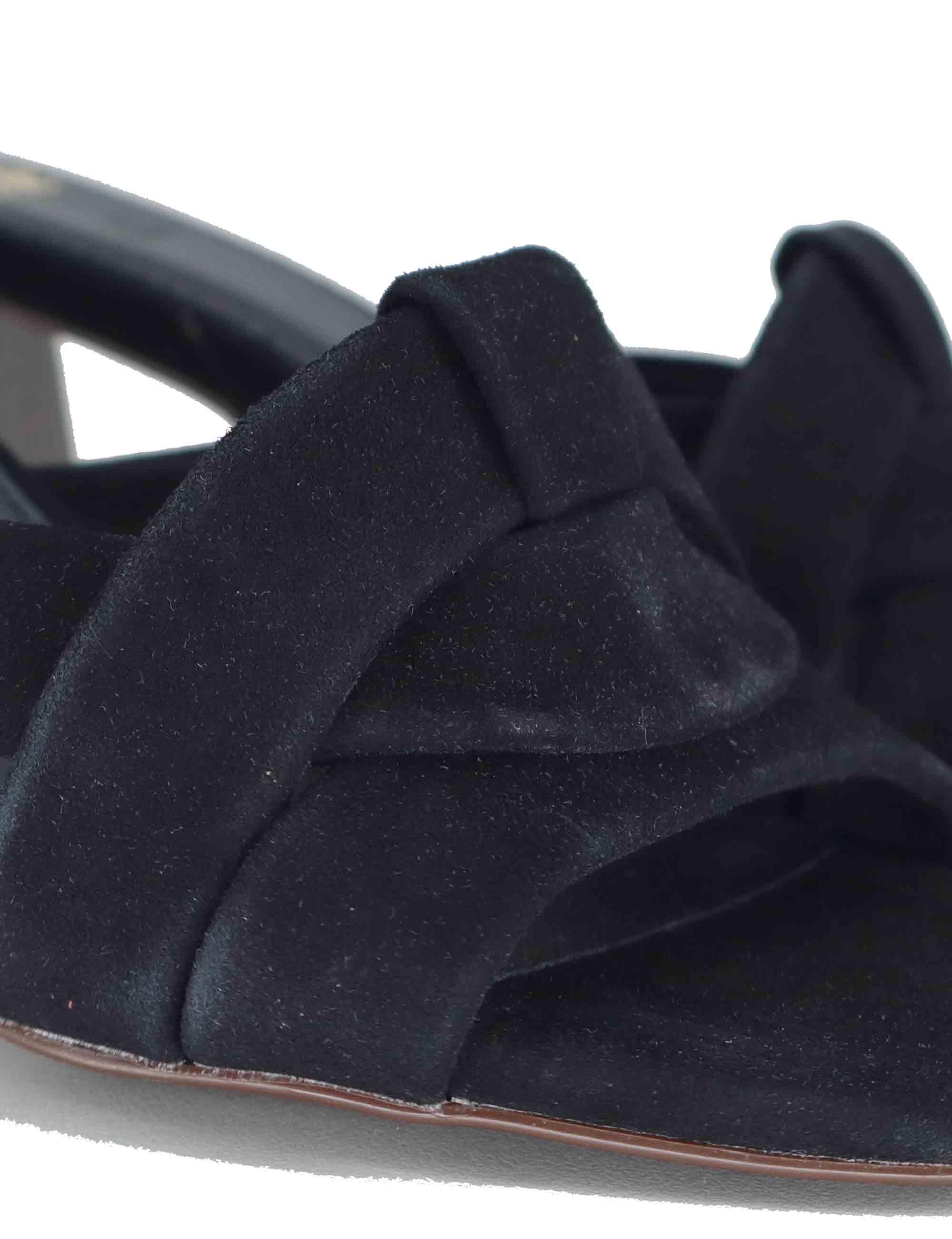 Sandali donna in eco camoscio nero con tacco alto senza cinturini VENETO-576 4004 Exe 