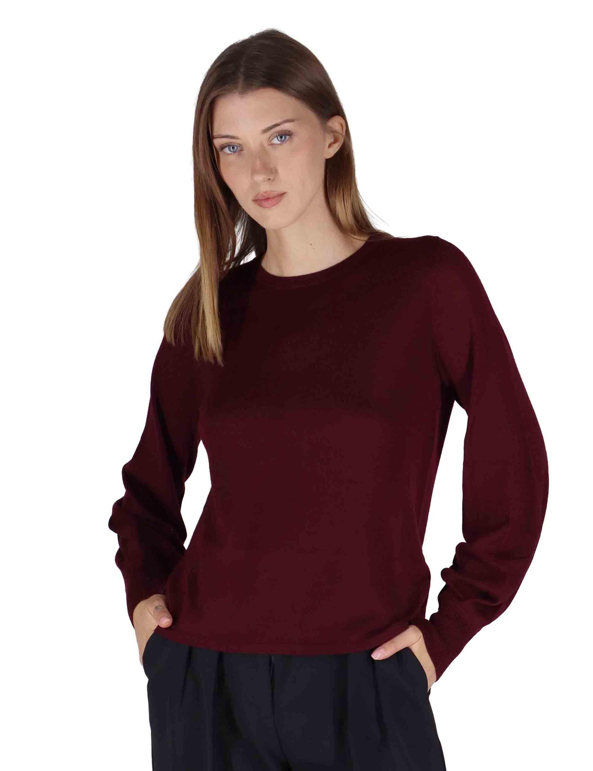 Maglioni donna Colors of the World in lana bordeaux con manoche a sbuffo JQ510074230 50022 Maliparmi 