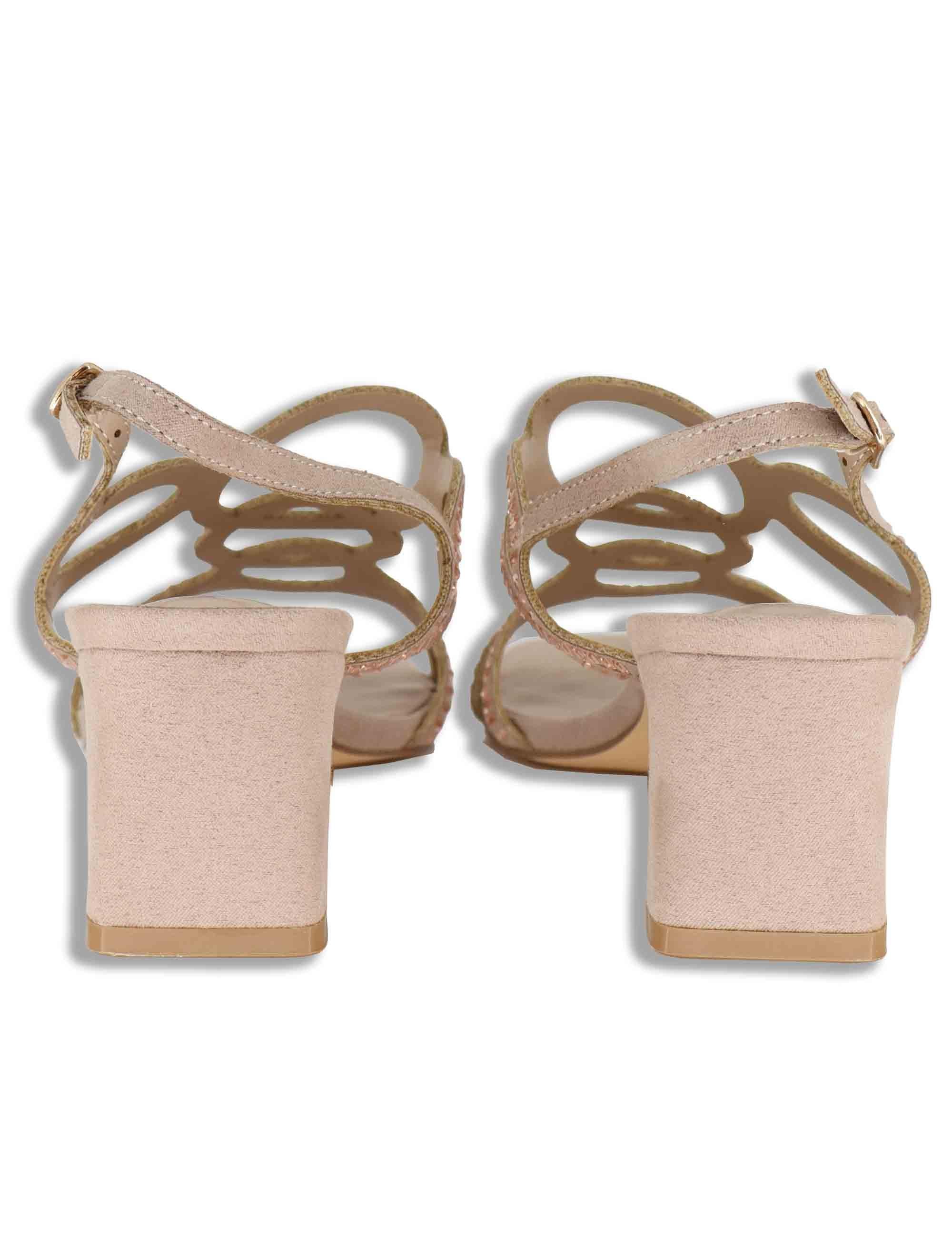 Sandali donna slingback in camoscio nude con borche e tacco medio W4700316 397M Exe 