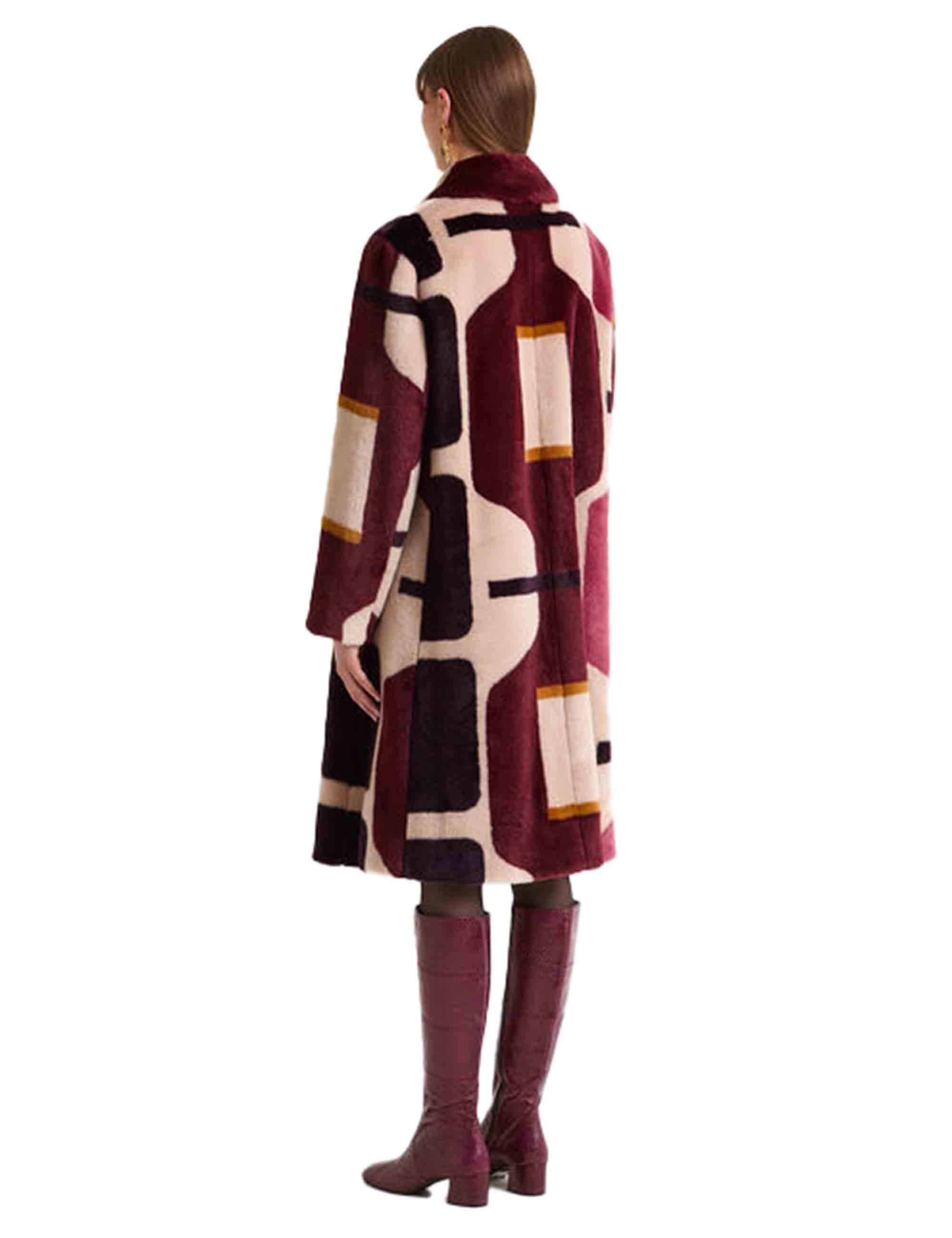 Cappotti donna Sculptural Chain in tessuto bordeaux a fantasia JB539150645 A3358 Maliparmi 