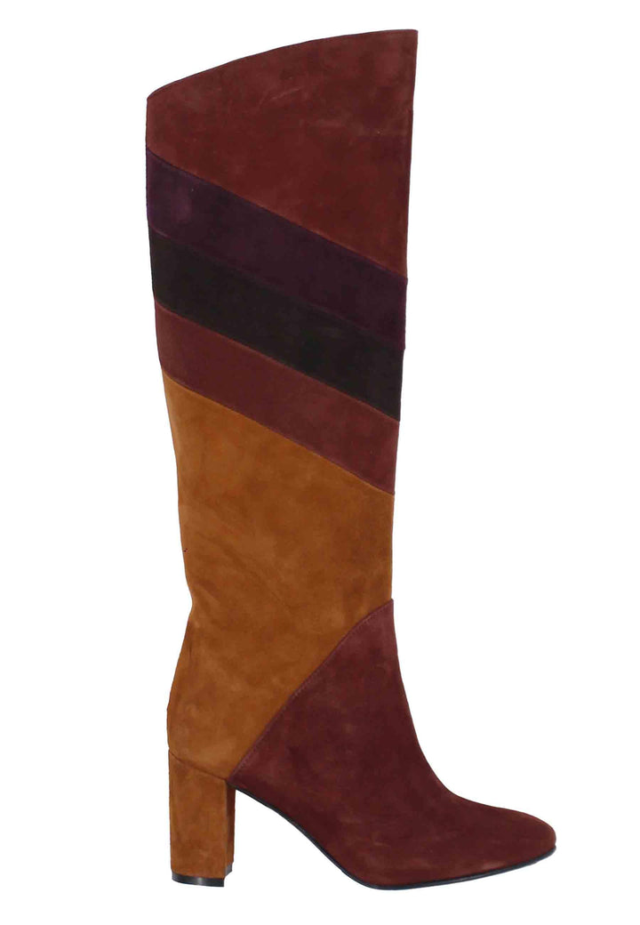 Stivali donna a tubo in camoscio marrone con punta tonda ST1690/G 5 L'Arianna 