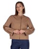 Women's Brown Collarless Stretch Fabric Jackets 50260008 045