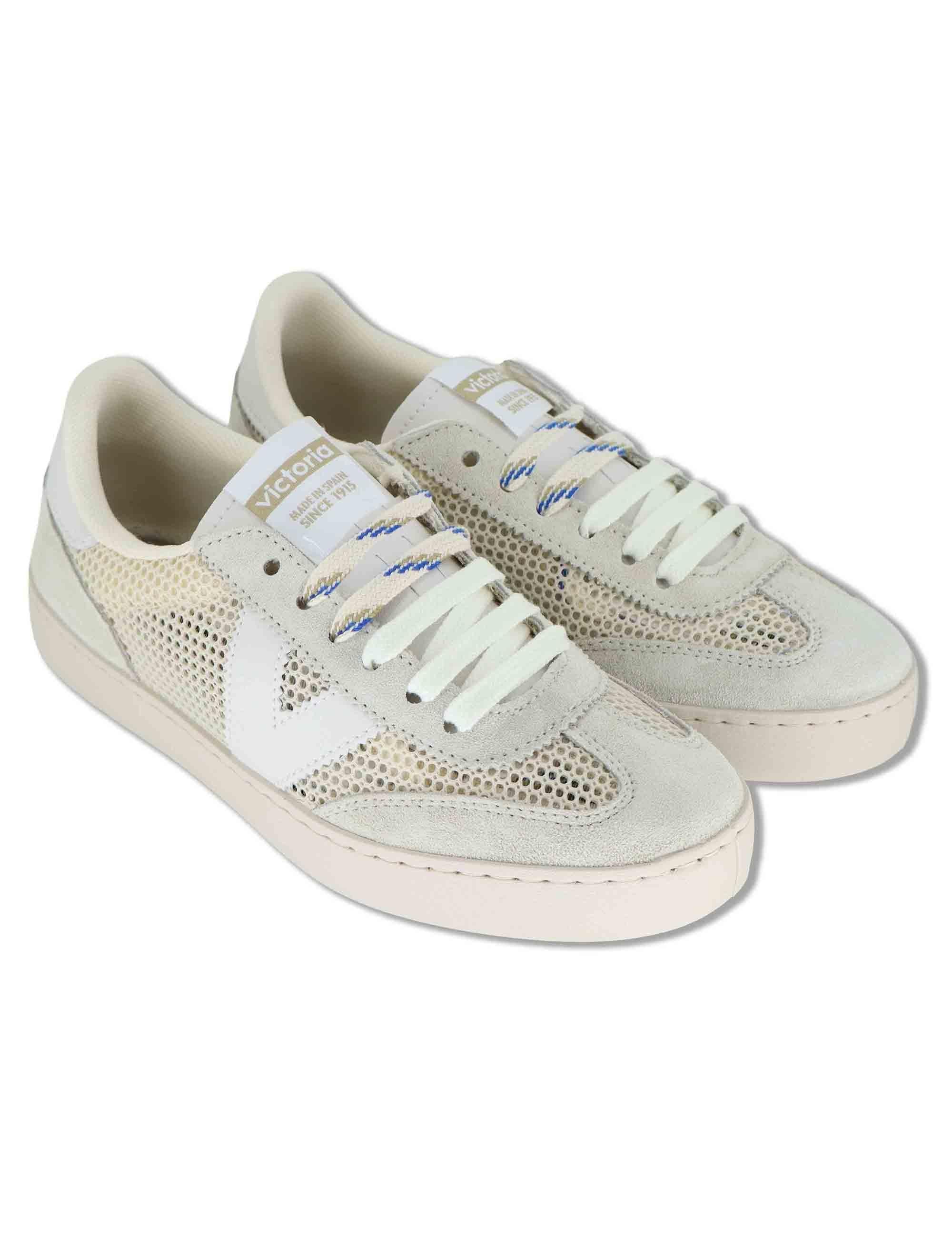 Sneakers donna Berlin in pelle e tessuto forato beige 1126231 80_Beige Victoria 