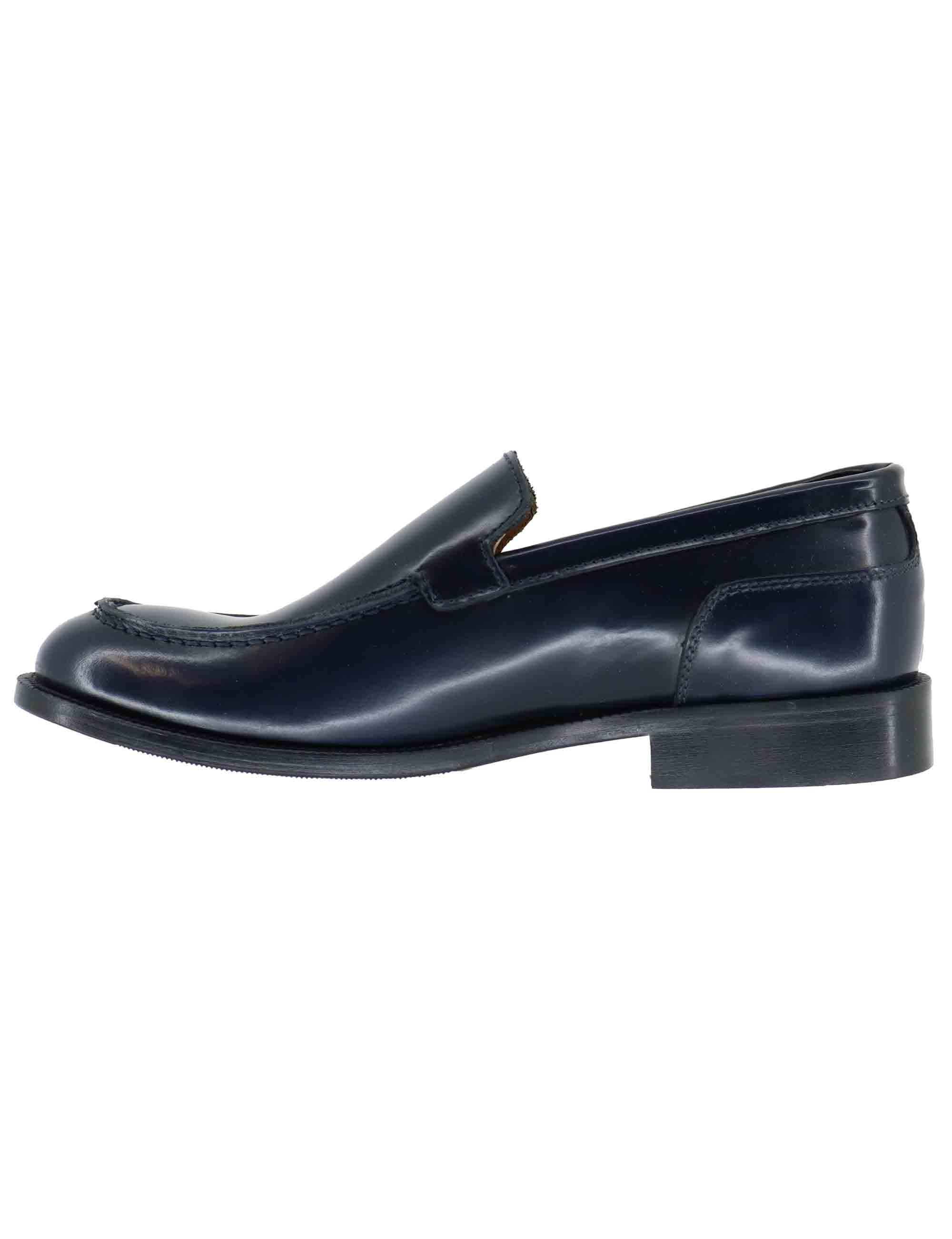 Mocassini uomo in pelle blu con patta liscia SPDU6013 002 Spatarella 