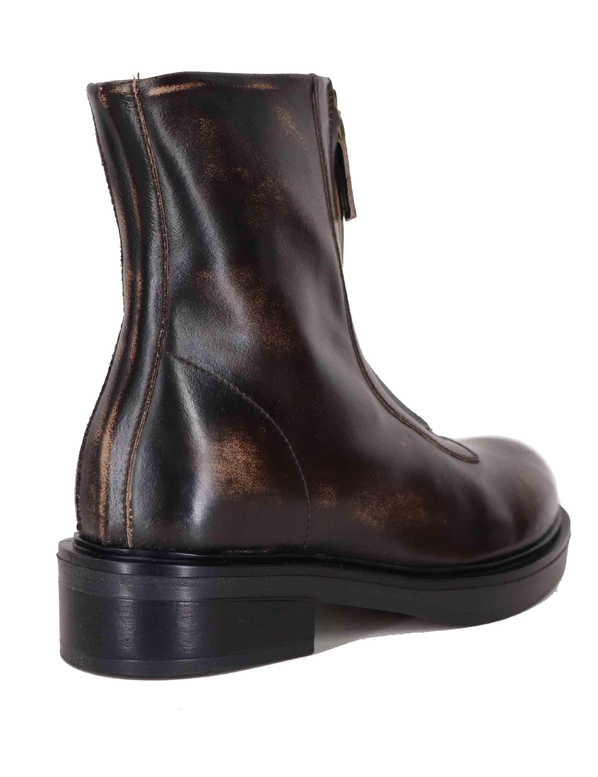 Stivaletti donna in pelle marrone con suola in gomma SPA7100 014 Spatarella 