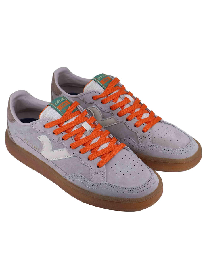 Sneakers uomo in pelle taupe con ripoti in contrasto 8806107 Taupe Victoria 