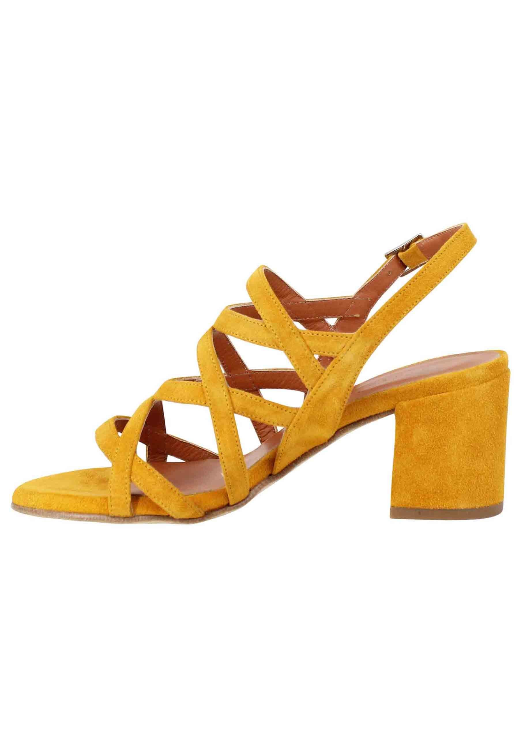 Sandali slingback donna in camoscio giallo con tacco alto MARTA 100 600 Tattoo 