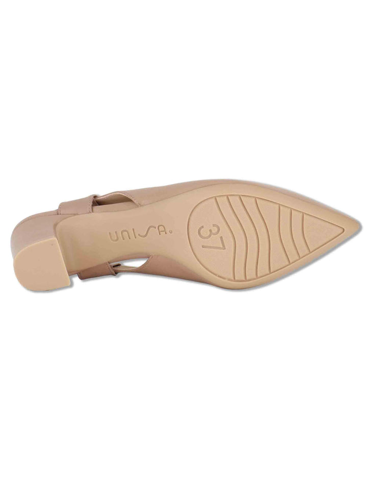 Decollete slingback donna in pelle cipria con tacco 5 e punta a punta JAVEA NTO PRALINE Unisa 