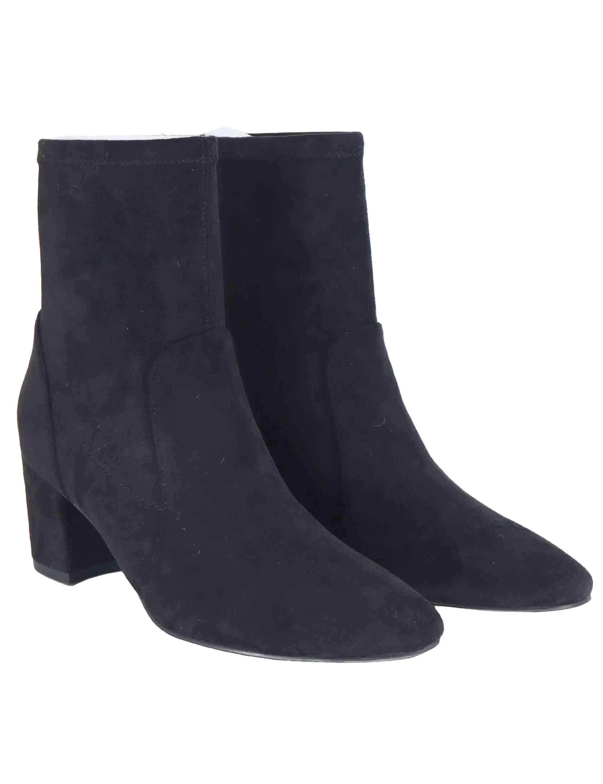 Stivaletti donna in tessuto elasticizzato nero con tacco medio 506T82VK 03 Bibi Lou 