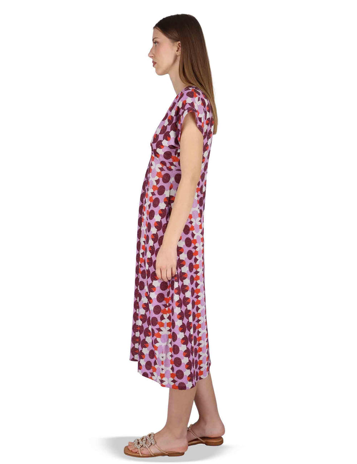 Abiti donna V Neck Dress in Jersey bordeaux a fantasia JABAB0001-F1466-1261 4235 Justmine 