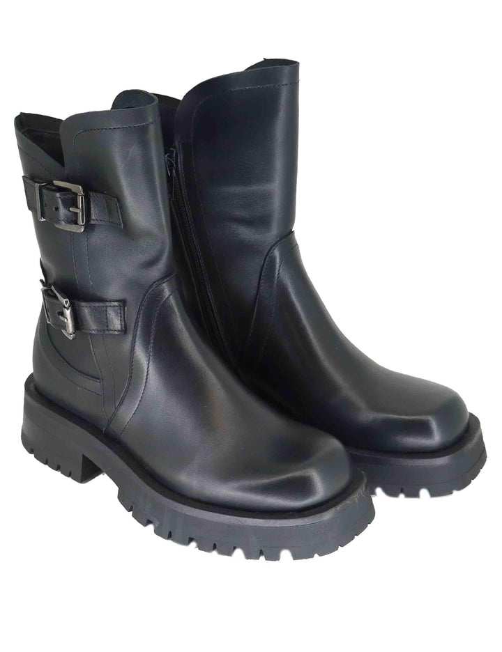 Stivaletti anfibi da donna firmati Spatarella realizzati in pelle vintage con cinturini laterali. SPTR2011 001 Spatarella 