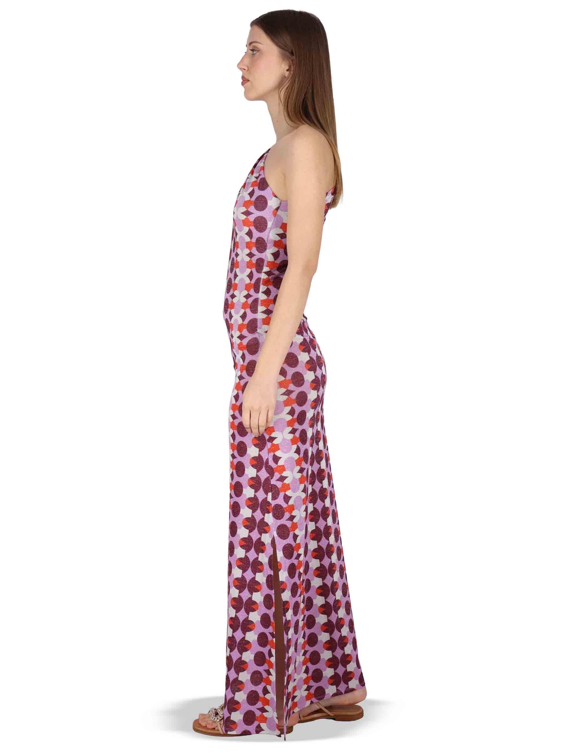 Abiti donna Asymmetric Draped monospalla in tessuto lilla stampato JFAAB0001-F1481-1261 4235 Justmine 