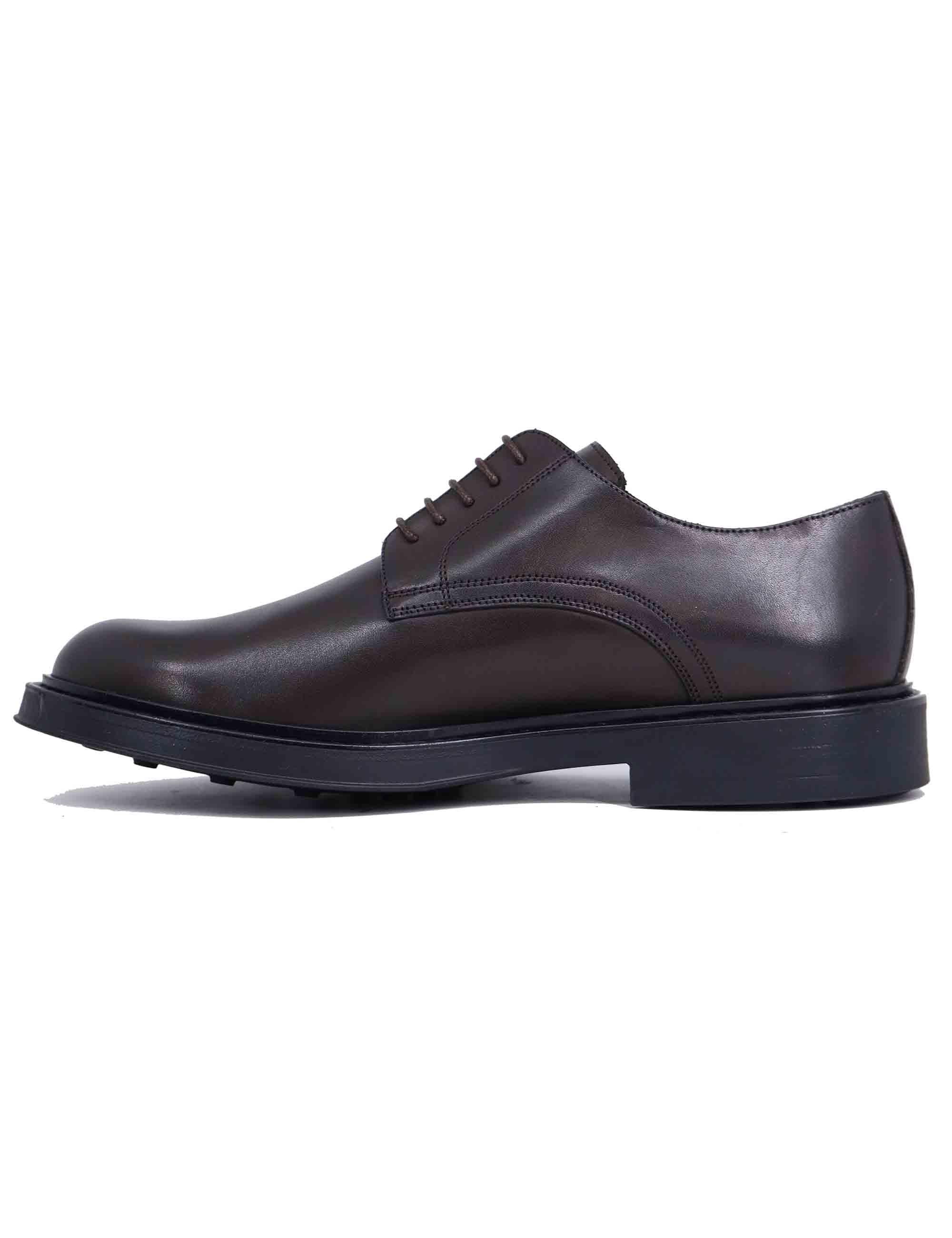 Stringate uomo in pelle marrone con suola in gomma SP02200 014 Spatarella 