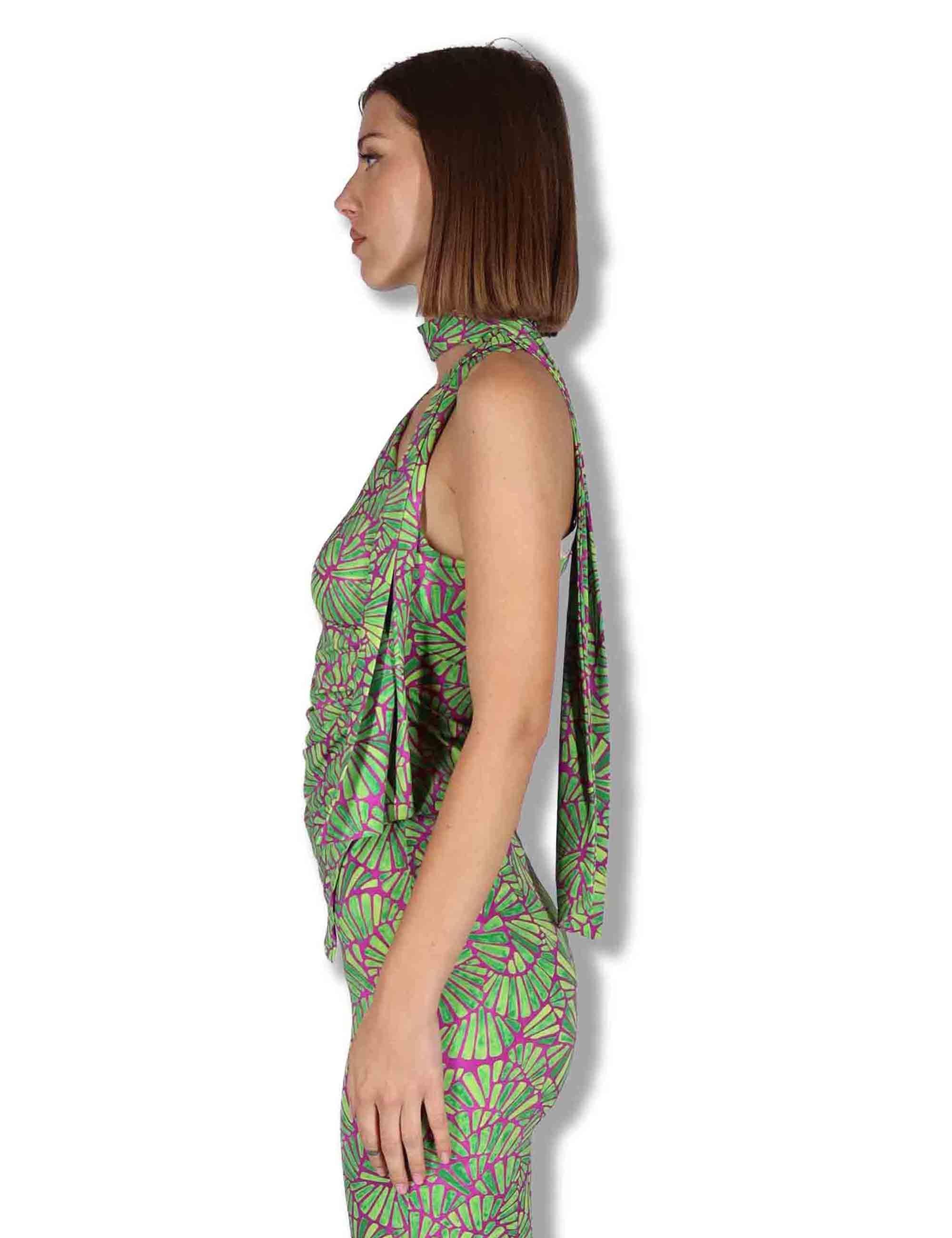 Top donna Shell in jersey verde e rosso con fusciacca JP556070672 A5032 Maliparmi 