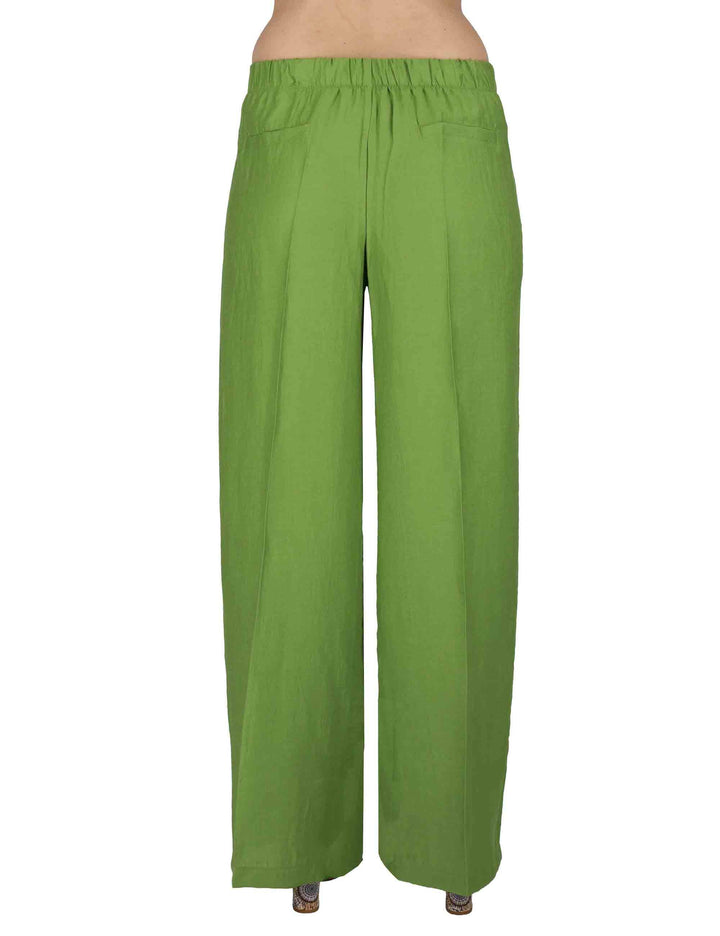 Pantaloni donna Elastic Waist Trousers in lino verde con elastico in vita JABPN0001-F1369-1254 7046 Justmine 