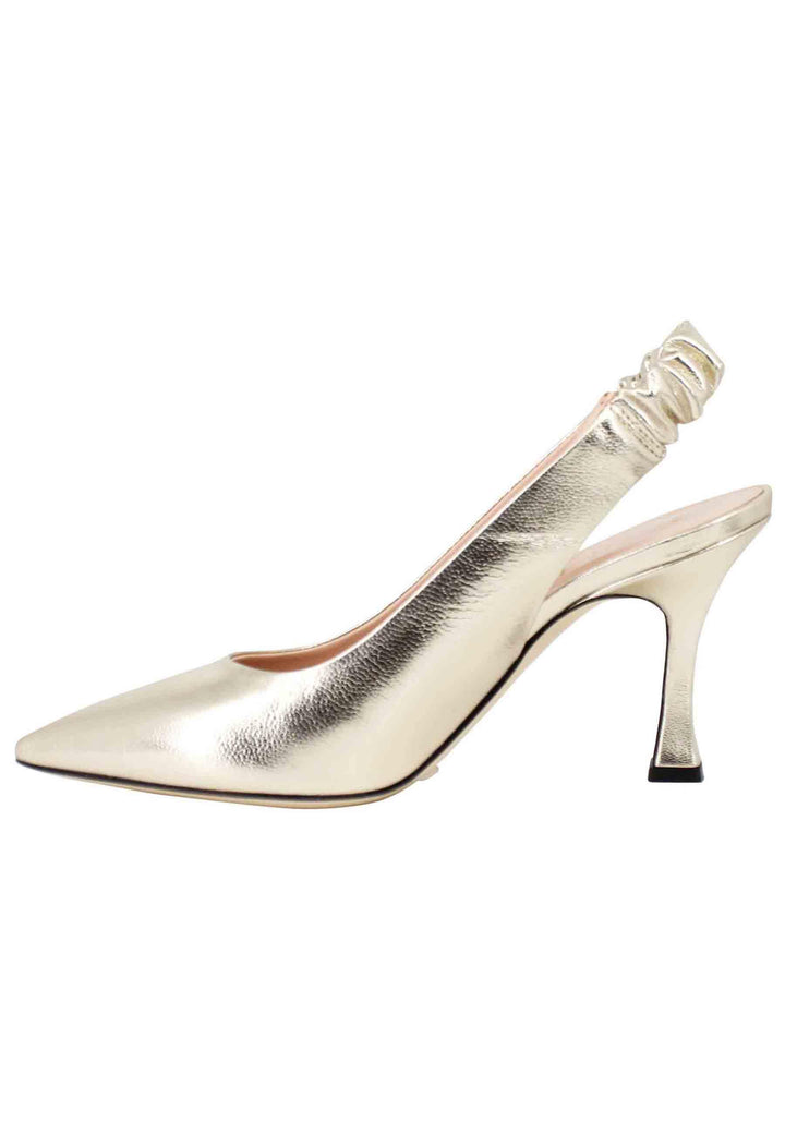 Decollete slingback donna in pelle laminata platino con tacco alto SP1604 600 Spatarella 