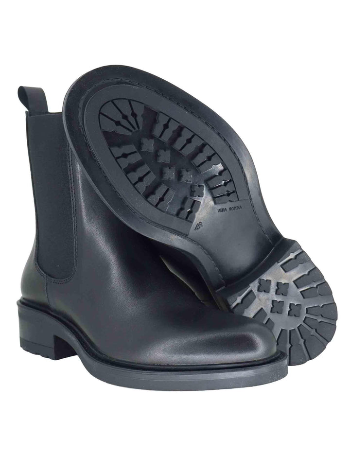 Stivaletti donna in pelle nera con elastici laterali e tacco basso SP56209 001 Spatarella 