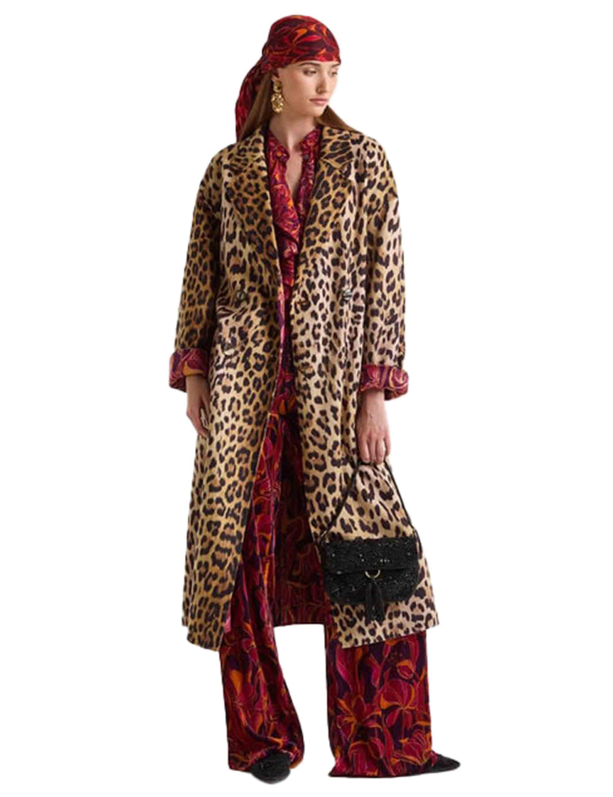 Cappotti lunghi donna Double Trouble in lana stampata animalier JB538820292 A3363 Maliparmi 