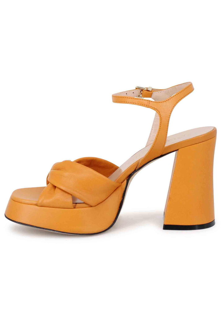 Sandali donna in pelle arancione con tacco alto plateau e cinturino alla caviglia SP1403 025 Spatarella 