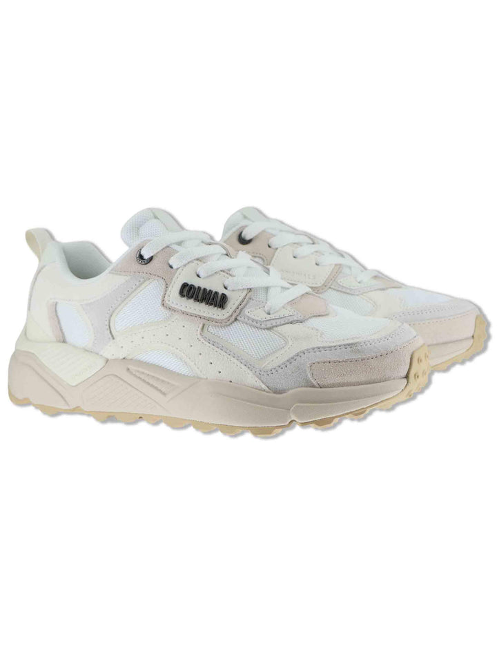 Sneakers uomo in pelle e tessuto off white con suola alta GARNER 025 Colmar 