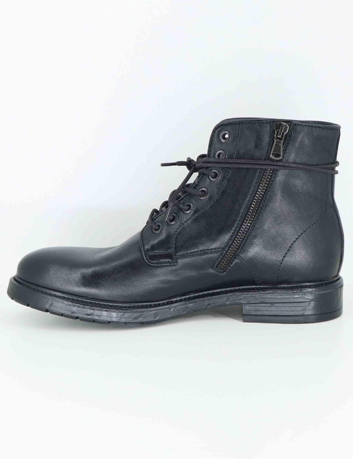 Stivaletti uomo in pelle nera con zip interna e suola in gomma SPGB2050 001 Spatarella 