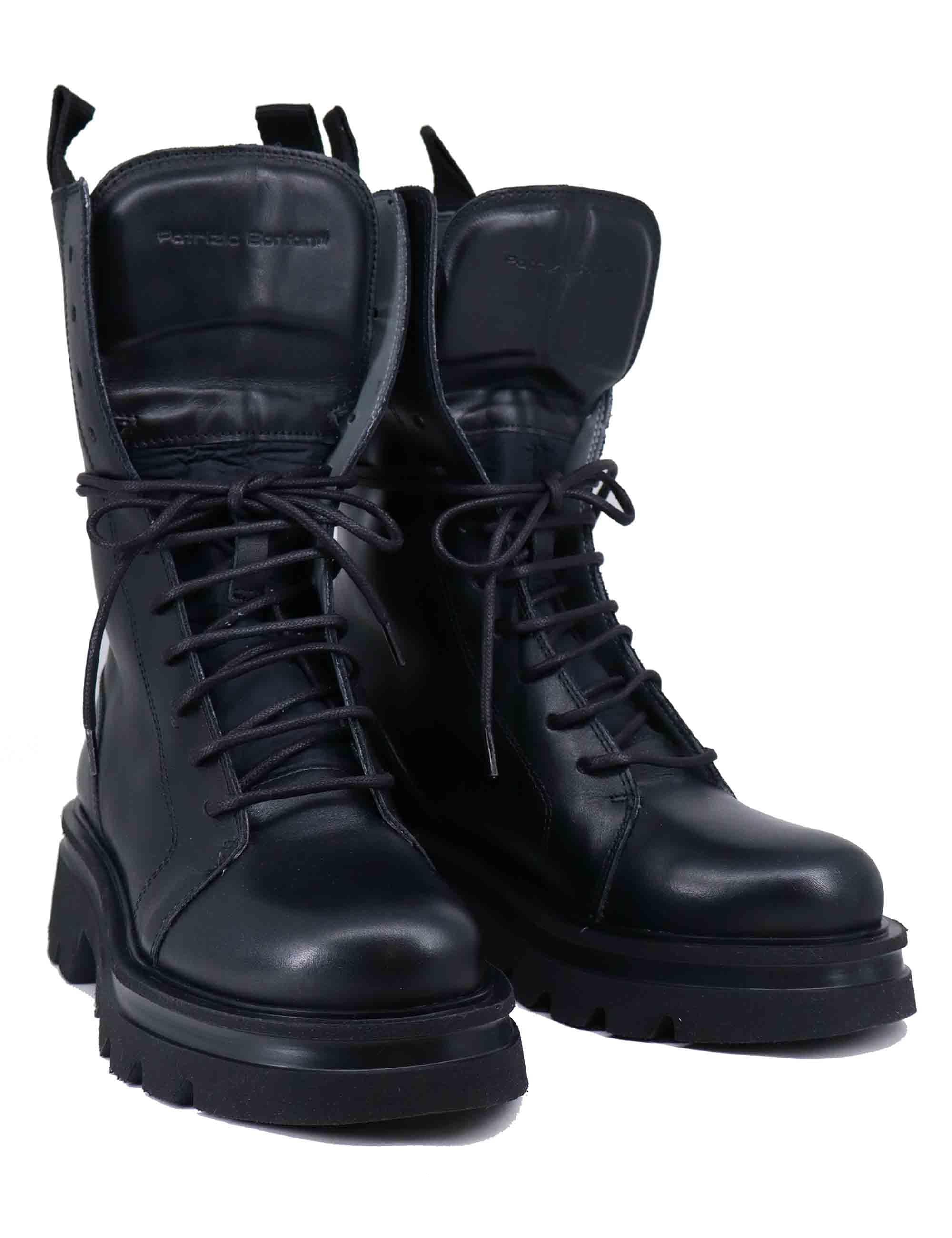 Anfibi donna in pelle nera con zip posteriore SCORPIO 001 Patrizia Bonfanti 