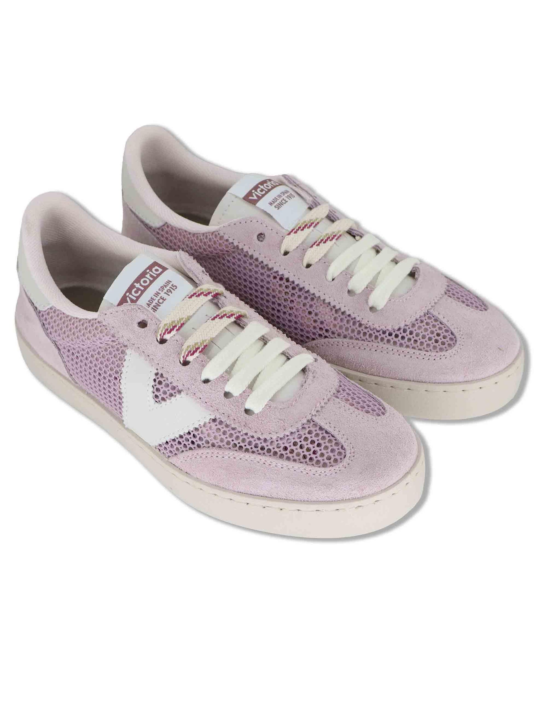 Sneakers donna Berlin in pelle e tessuto forato lilla 1126231 94_Malva Victoria 