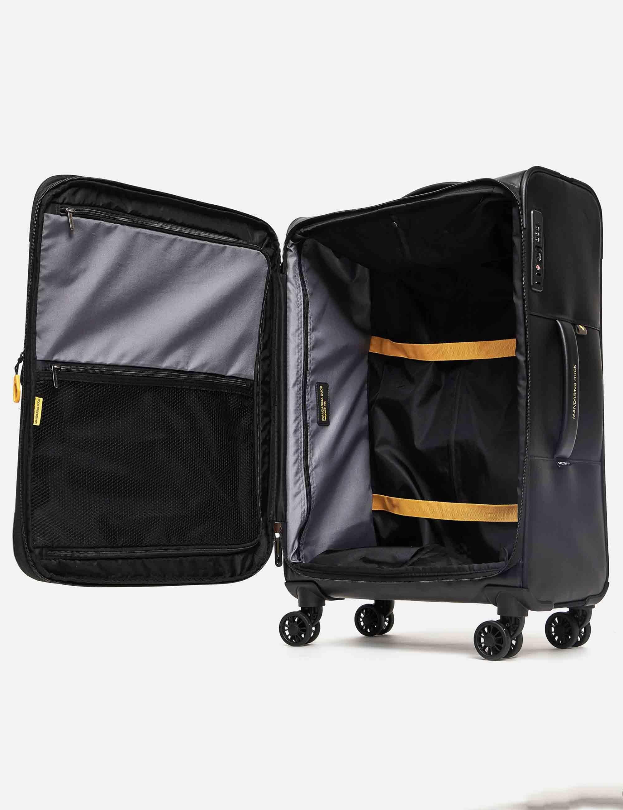 Trolley medi soft Eco Coated 4 ruote in nero 67x43x26/29 cm P10OSV03 651 Mandarina Duck 