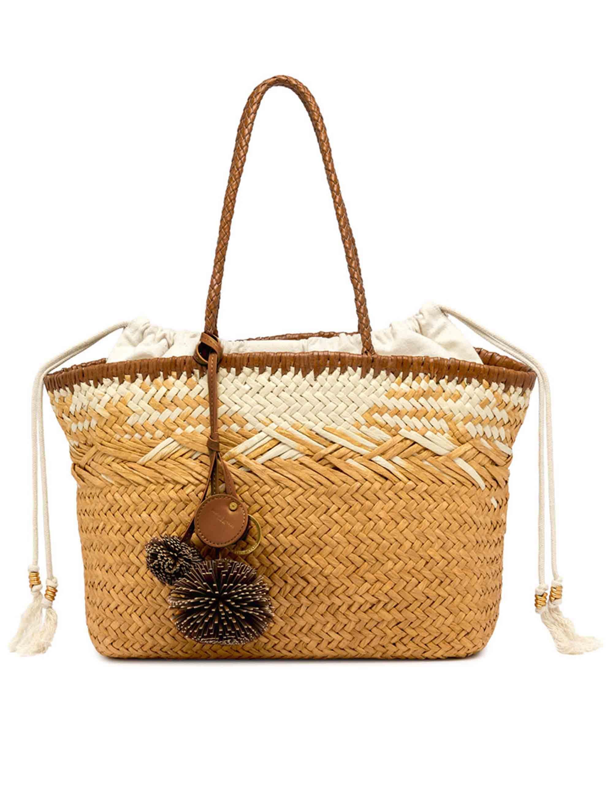 Borse donna Paloma in paglia intrecciata naturale manici in pelle e chiusura coulisse BS11312 COMM STRAWINT 064 Gianni Chiarini 