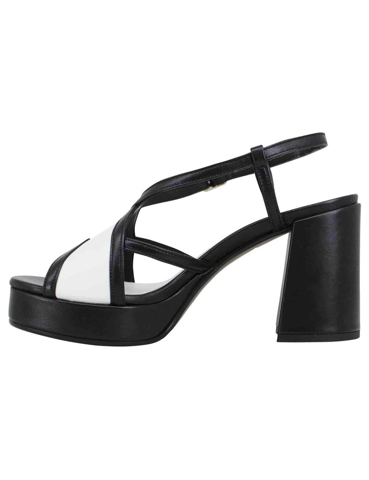 Sandali slingback donna in pelle nera tacco alto e plateau SP863 001 Spatarella 